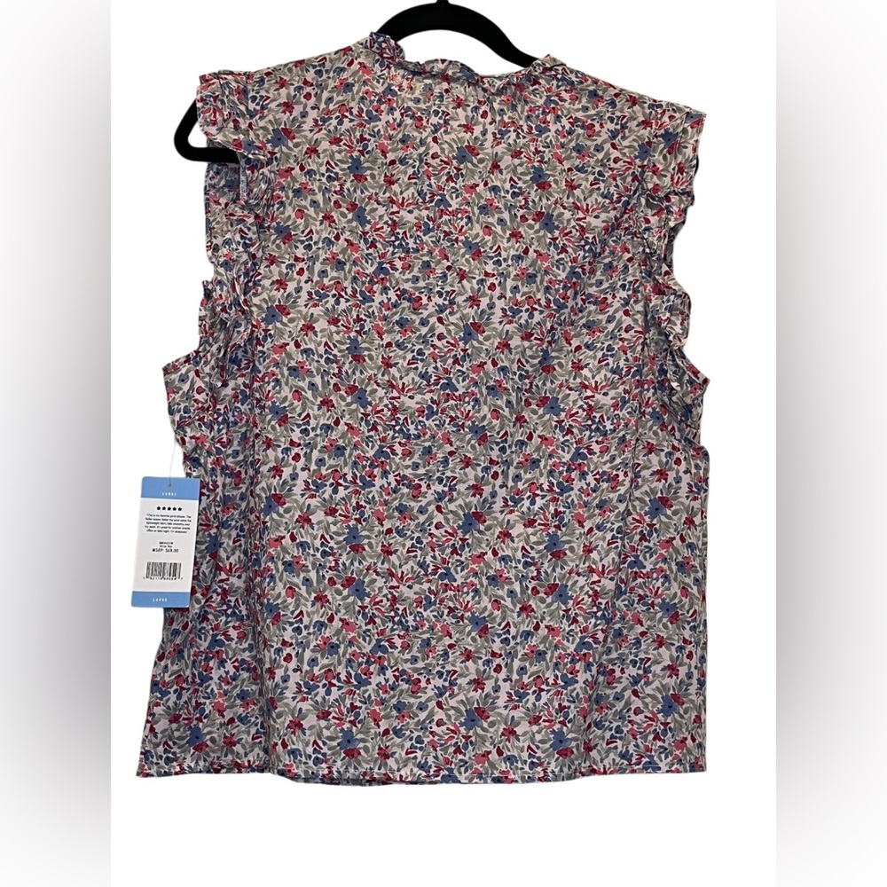 BB Dakota by Steve Madden Floral Ruffle Cap-Sleeve Top size large - Picture 3 of 7